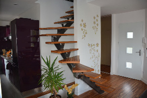 Limon centrale d'escalier brut, esprit loft industriel,escalier aéré moderne et sur mesure.