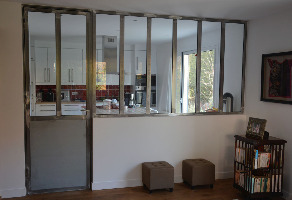 Ménuiserie métallique acier type hermetic hermetique fineline, RP Technik , porte d'intérieure, cloison intérieure, structure acier brut type loft sur mesure, vitrage sécurit, verrière type atelier d'artiste